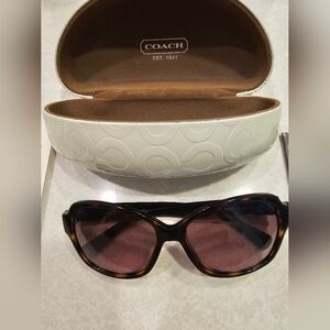 COACH Oversized Dark Tortoise Sunglasses + Signature Case | Timeless Luxe